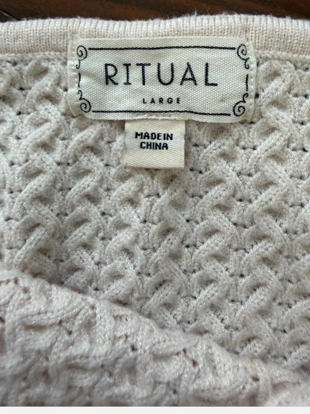 RITUAL Cream Knit Ruffle Button-Front Tank Top Size Large - Picture 5 of 6